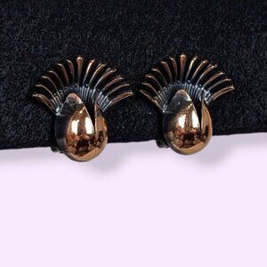 V. Copper Tone Clip On Earrings